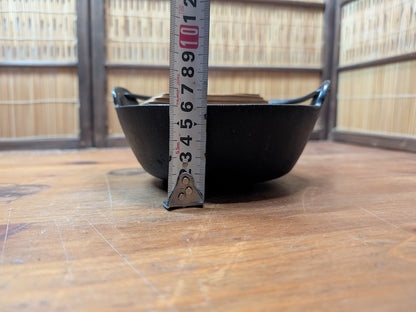 Vintage Nambu Cast Iron Sukiyaki Pot with Wooden Lid Never Used Japan
