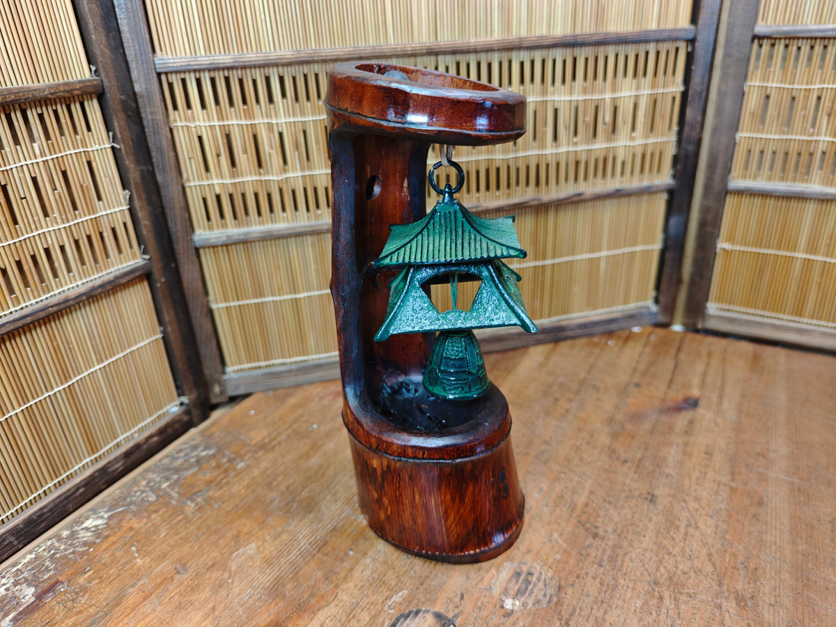 Japanese Nambu Tekki Wind Bell in Handmade Bamboo Art Vintage 1950s