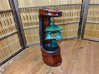 Japanese Nambu Tekki Wind Bell in Handmade Bamboo Art Vintage 1950s