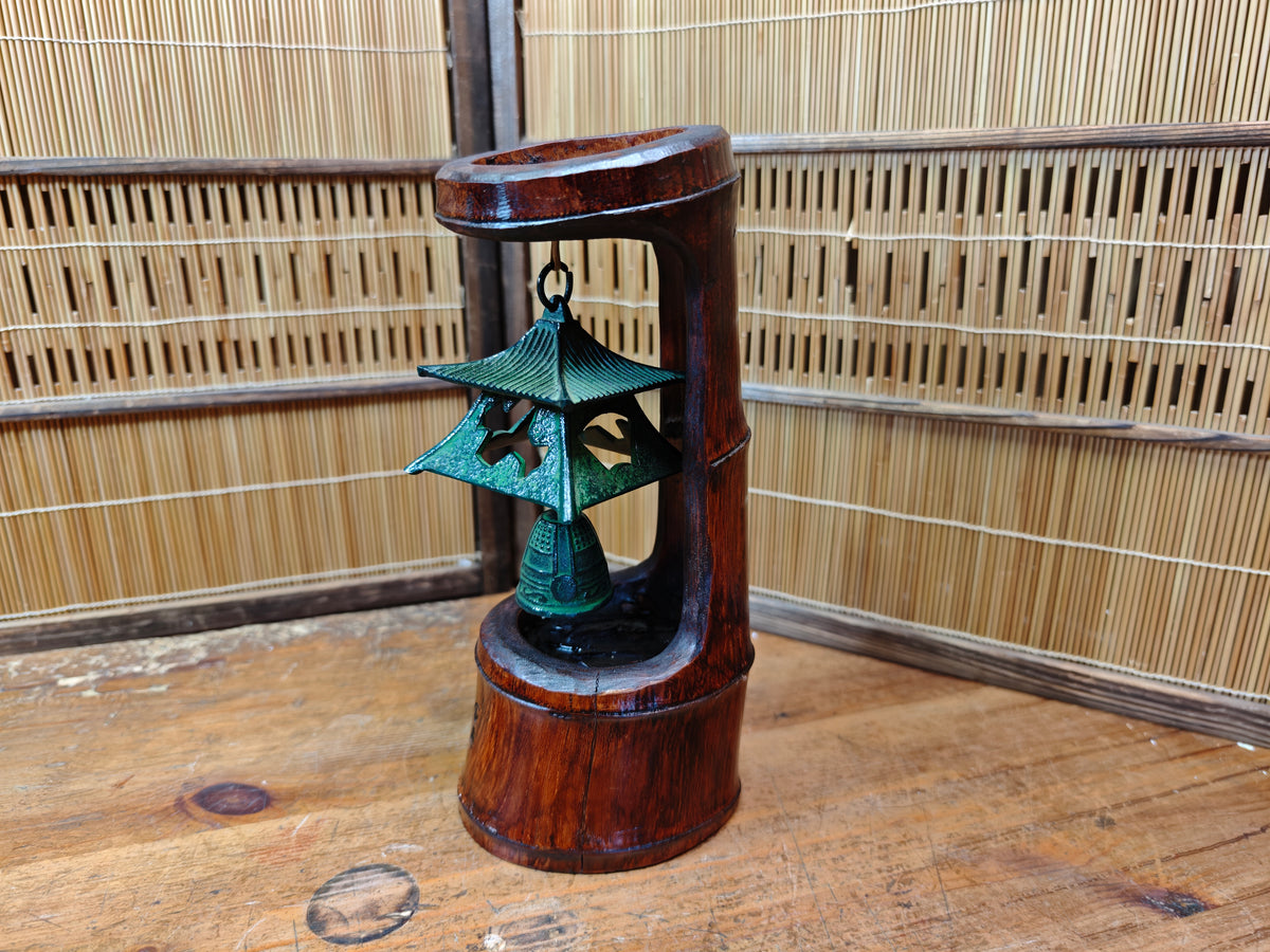 Japanese Nambu Tekki Wind Bell in Handmade Bamboo Art Vintage 1950s