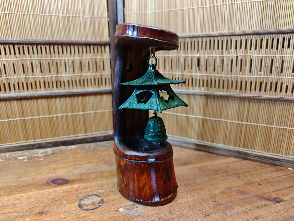 Japanese Nambu Tekki Wind Bell in Handmade Bamboo Art Vintage 1950s