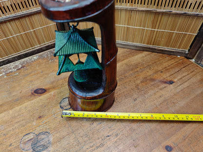 Japanese Nambu Tekki Wind Bell in Handmade Bamboo Art Vintage 1950s