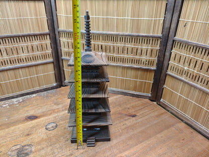 Japanese Wooden Pagoda Goju no To Yaki Sugi 5 Tier Temple Model Vintage
