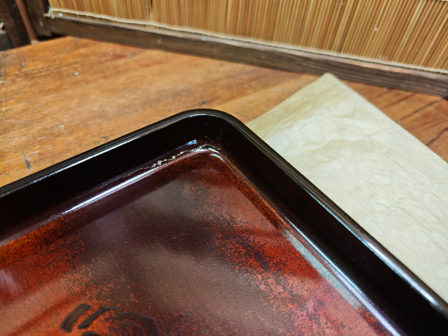 1800s Japanese Sakura Wood Tray Edo Meiji Urushi Lacquer Signed Antique
