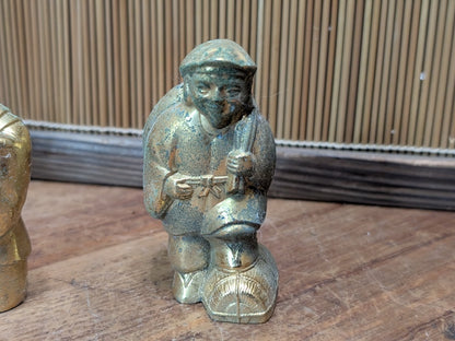 1930s Shichifukujin Seven Lucky Gods Antique Brass Japanese Set