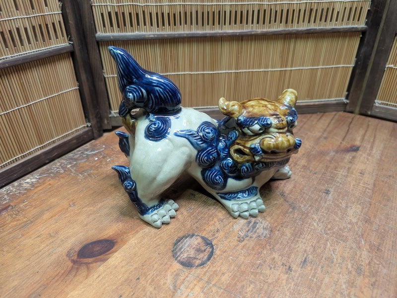 Japanese Shisa Lion Statue Okinawa Left-Side Female Good Luck Charm Japan
