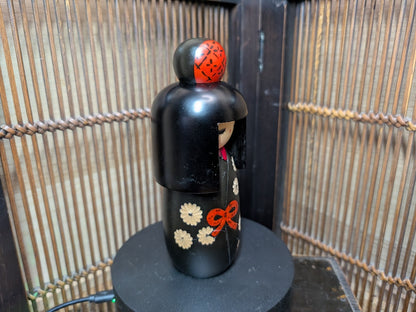 Vintage 1970s Japanese Kokeshi Doll Handmade Wooden Kimono Girl