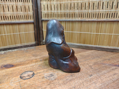 Japanese Vintage 1940s Bizen Ware Okimono Jurōjin Lucky God Sculpture