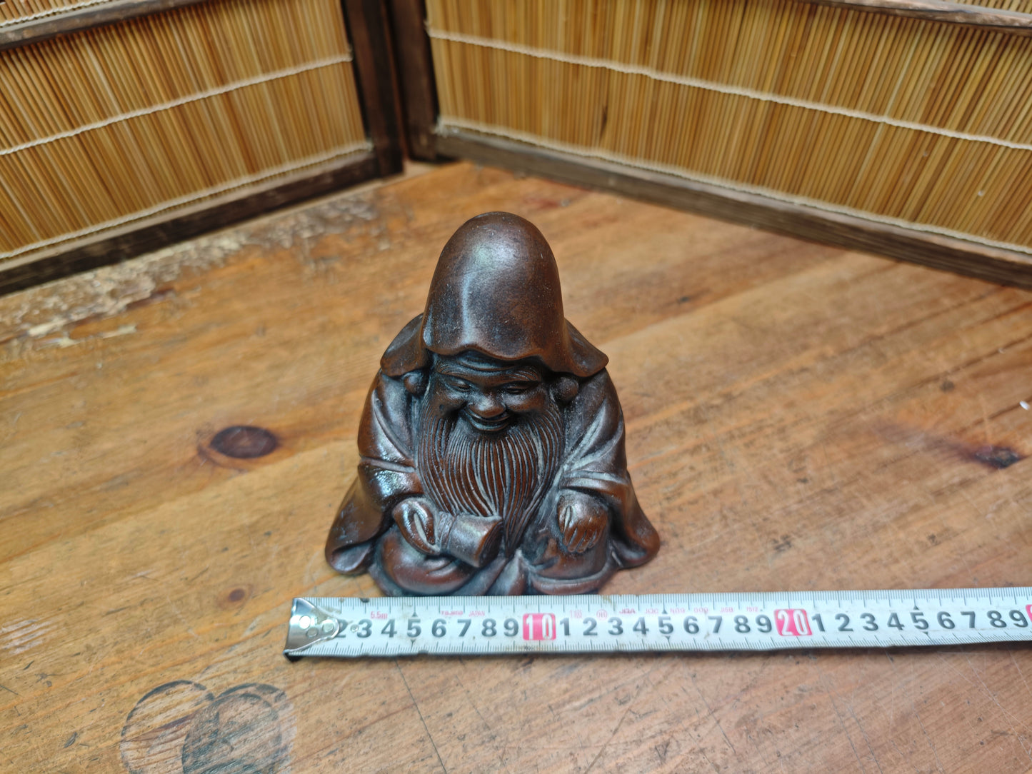Japanese Vintage 1940s Bizen Ware Okimono Jurōjin Lucky God Sculpture