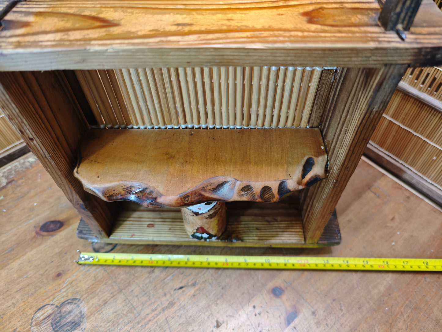 Japanese Vintage 1940s Handmade Wooden Shelf Box Rustic Storage Japan