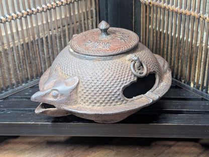 Rare 1940s Japanese Tanuki Cast Iron Ashtray Nambu Tekki Folk Art Decor
