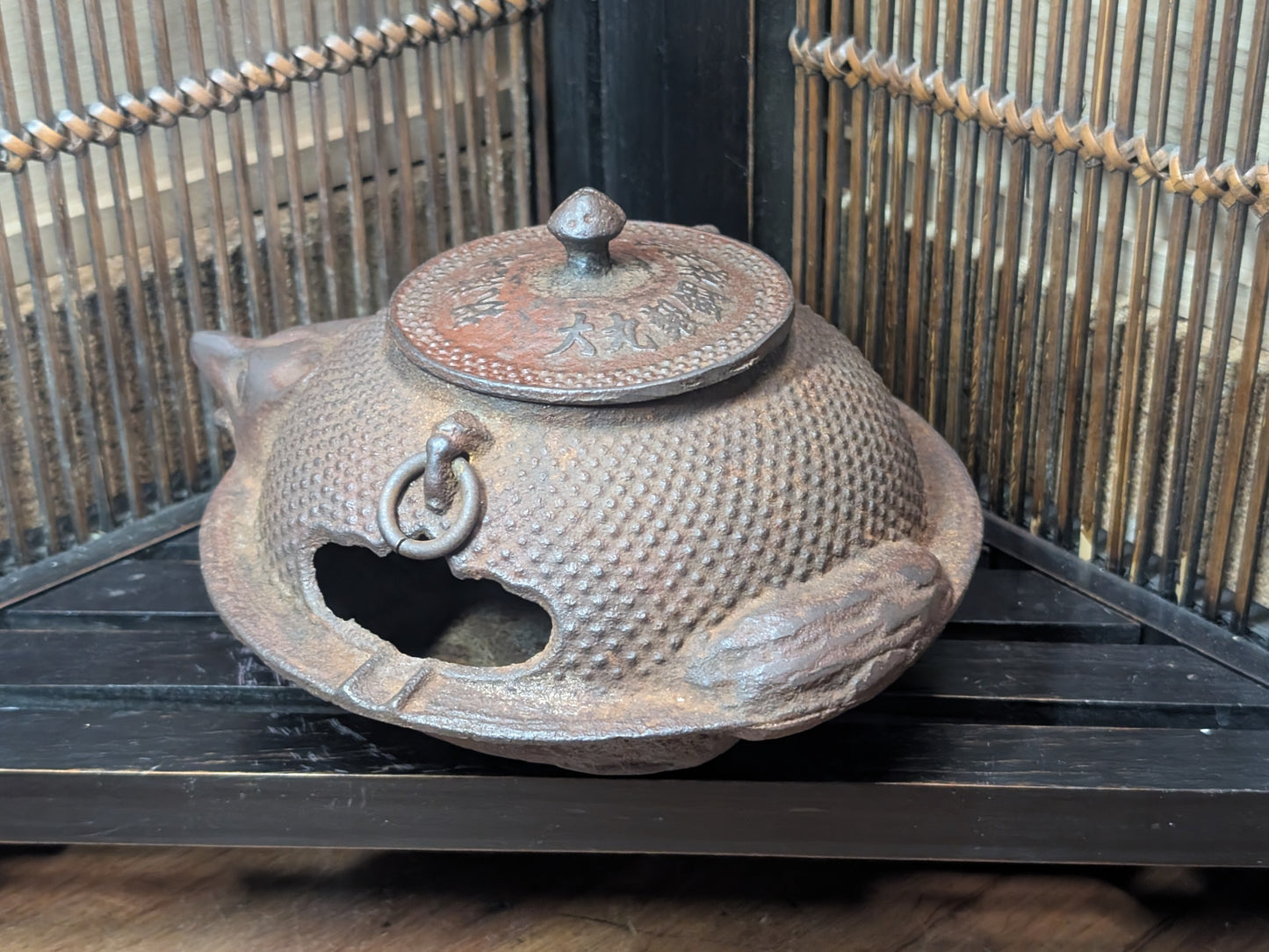 Rare 1940s Japanese Tanuki Cast Iron Ashtray Nambu Tekki Folk Art Decor