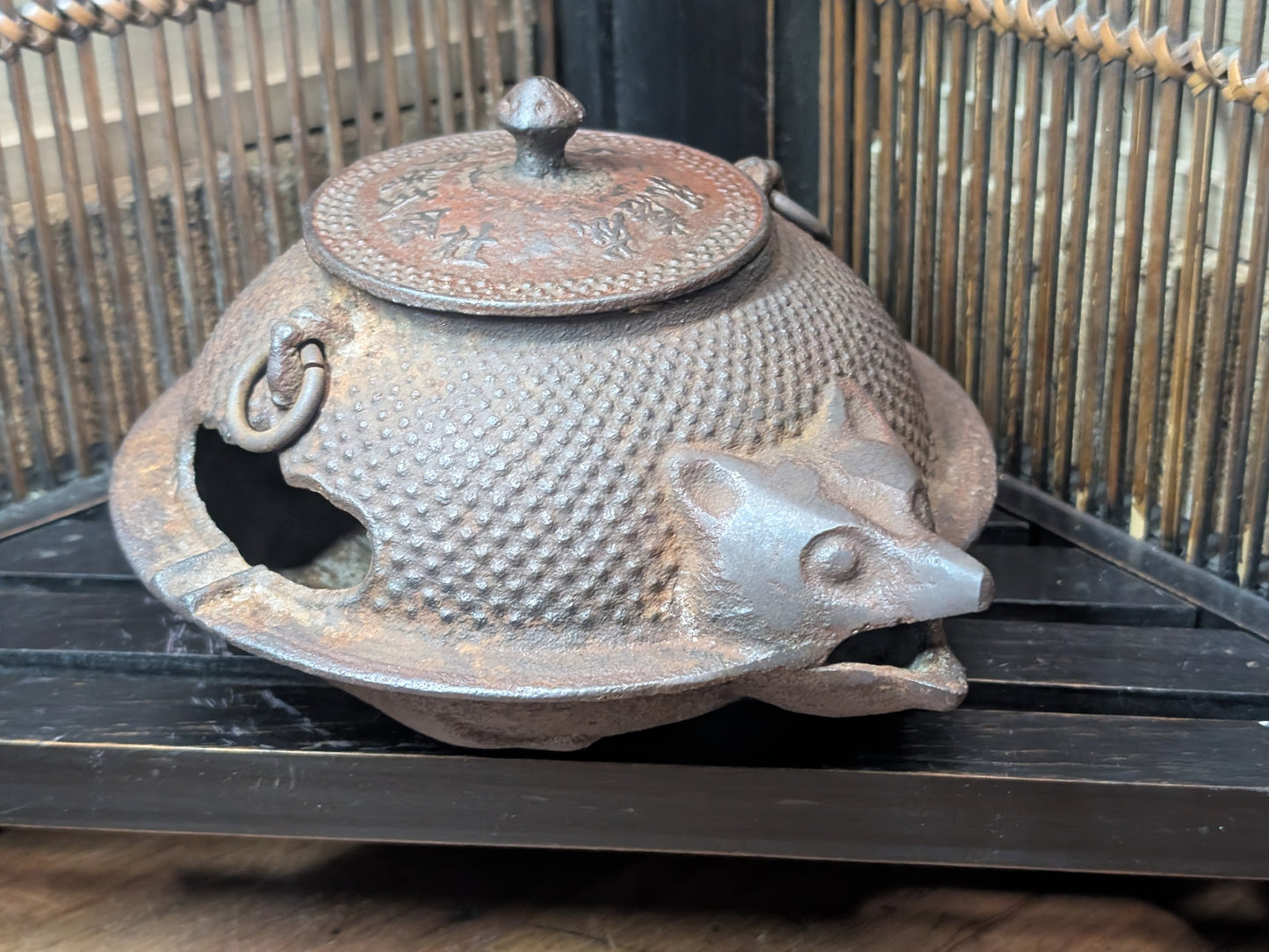 Rare 1940s Japanese Tanuki Cast Iron Ashtray Nambu Tekki Folk Art Decor