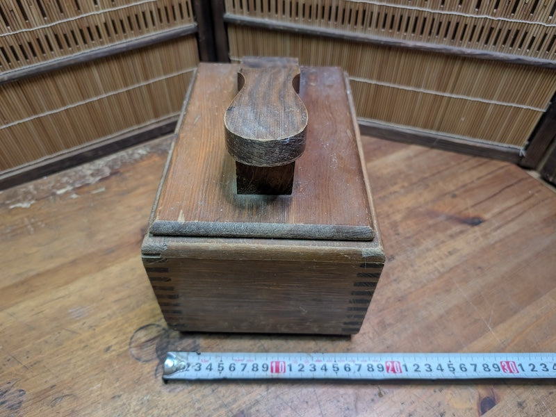 Vintage Japanese Shoe Shine Box 1940s Wood Valet w/ Footrest Storage Dovetail