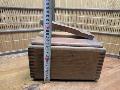 Vintage Japanese Shoe Shine Box 1940s Wood Valet w/ Footrest Storage Dovetail