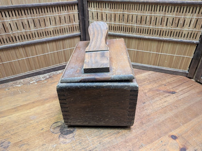 Vintage Japanese Shoe Shine Box 1940s Wood Valet w/ Footrest Storage Dovetail