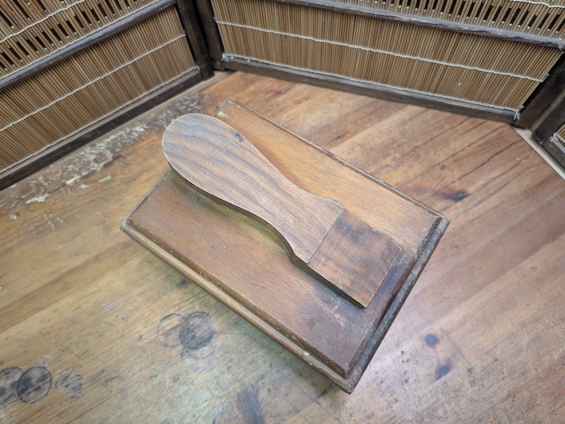 Vintage Japanese Shoe Shine Box 1940s Wood Valet w/ Footrest Storage Dovetail