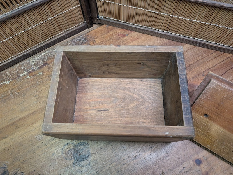 Vintage Japanese Shoe Shine Box 1940s Wood Valet w/ Footrest Storage Dovetail