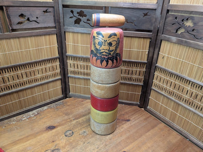 Japanese Vintage Daruma Otoshi Wooden Toy Skill Game Auction Japan