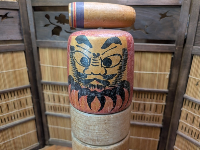 Japanese Vintage Daruma Otoshi Wooden Toy Skill Game Auction Japan