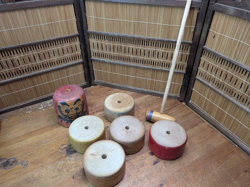 Japanese Vintage Daruma Otoshi Wooden Toy Skill Game Auction Japan