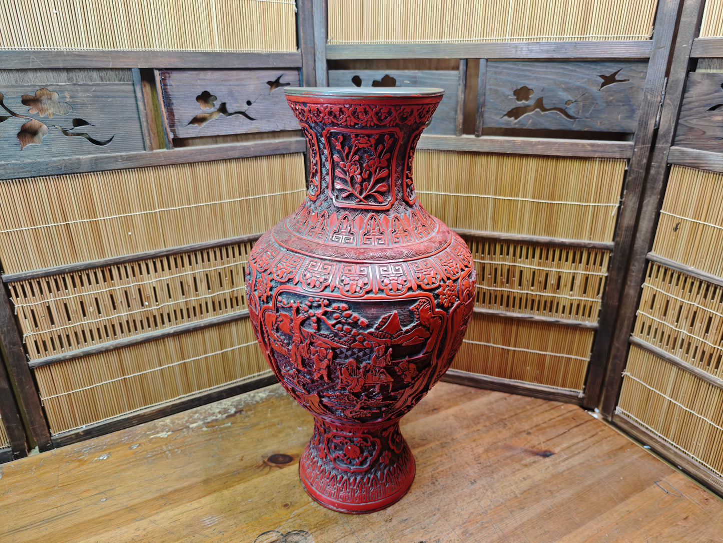 Japanese Vintage Giant Shippo Yaki Cloisonné Vase Copper Japan Auction