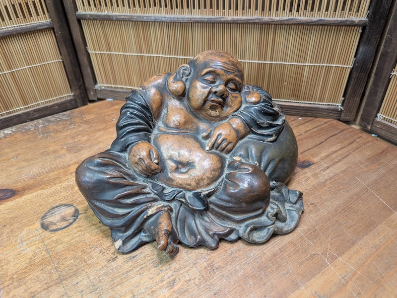 1950s Japanese Hotei Buddha Figurine Sleeping Laughing Buddha