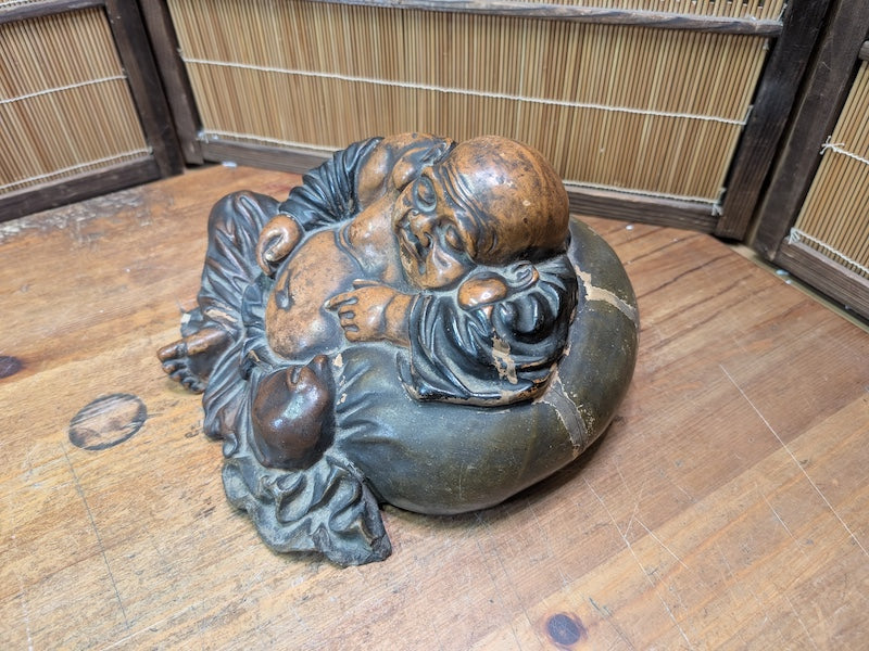 1950s Japanese Hotei Buddha Figurine Sleeping Laughing Buddha