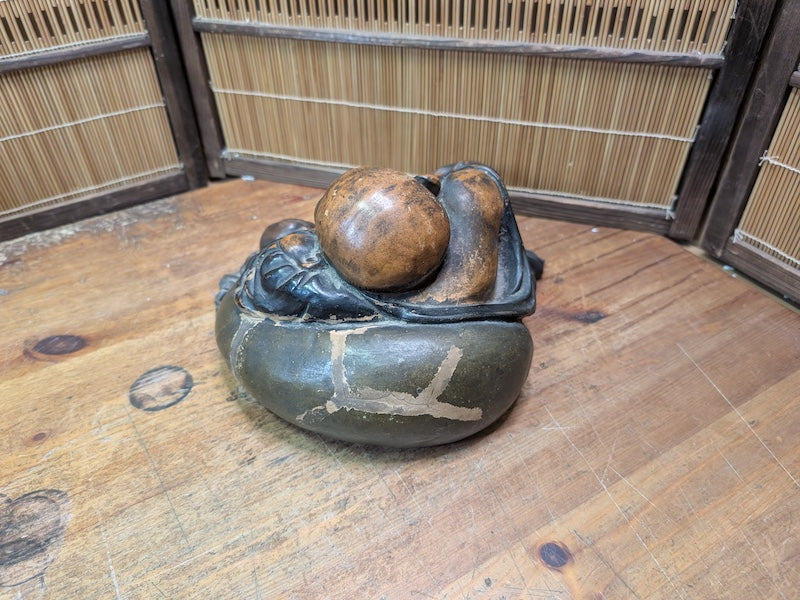 1950s Japanese Hotei Buddha Figurine Sleeping Laughing Buddha