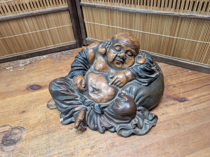 1950s Japanese Hotei Buddha Figurine Sleeping Laughing Buddha