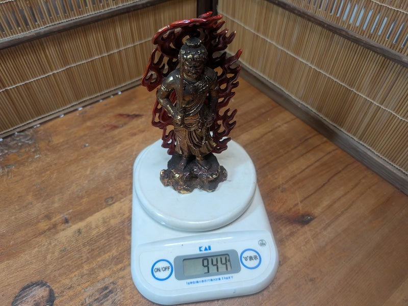 1950s Japanese Brass Fudo Myoo Statue Buddhist Naritasan Temple Artifact