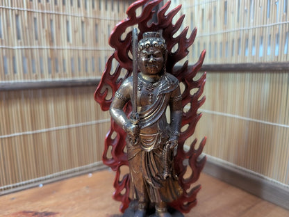 1950s Japanese Brass Fudo Myoo Statue Buddhist Naritasan Temple Artifact