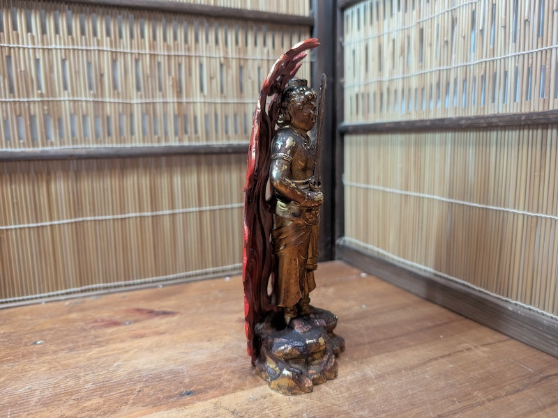 1950s Japanese Brass Fudo Myoo Statue Buddhist Naritasan Temple Artifact