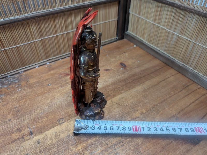 1950s Japanese Brass Fudo Myoo Statue Buddhist Naritasan Temple Artifact