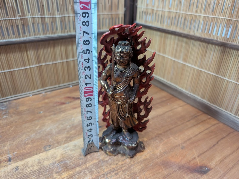 1950s Japanese Brass Fudo Myoo Statue Buddhist Naritasan Temple Artifact