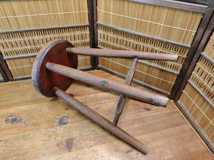 1950s Japanese Sugi Cedar Wooden Stool Handmade Wabi Sabi Rustic Chair