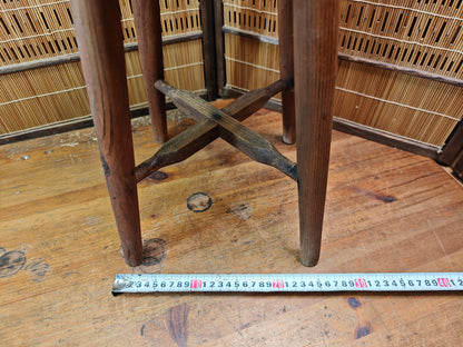 1950s Japanese Sugi Cedar Wooden Stool Handmade Wabi Sabi Rustic Chair