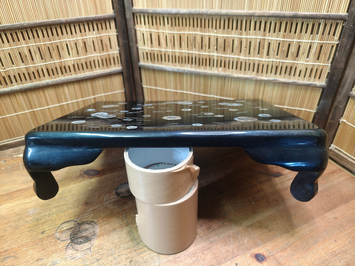 Japanese Vintage Bonsai Display Table Kadai Raden Abalone Inlay Stand