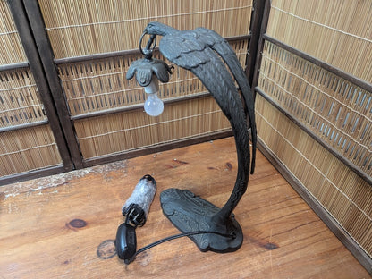 Japanese Vintage Bronze Desk Lamp Eagle Design Working Auction JP