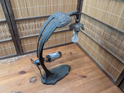 Japanese Vintage Bronze Desk Lamp Eagle Design Working Auction JP
