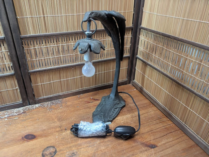 Japanese Vintage Bronze Desk Lamp Eagle Design Working Auction JP
