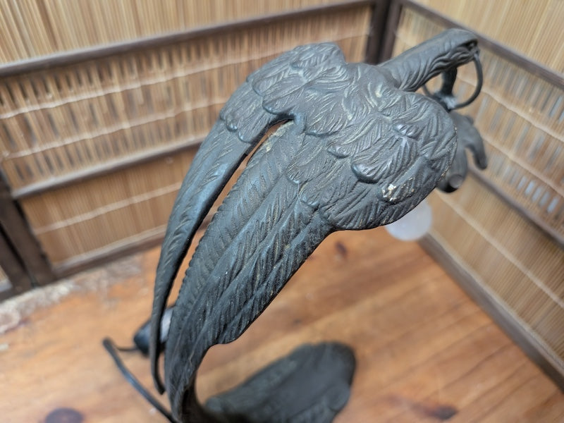 Japanese Vintage Bronze Desk Lamp Eagle Design Working Auction JP