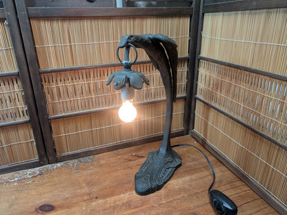 Japanese Vintage Bronze Desk Lamp Eagle Design Working Auction JP