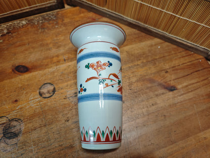 1947 Japanese Vintage Signed Kutani Porcelain Vase Birds Gold Rim
