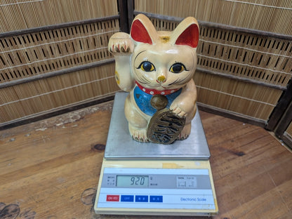 Vintage Japanese Maneki Neko 1960s Lucky Cat Showa Hand Painted Ceramic