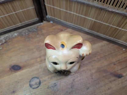 1960s Japanese Maneki Neko Lucky Cat Vintage Ceramic Figurine Japan Art