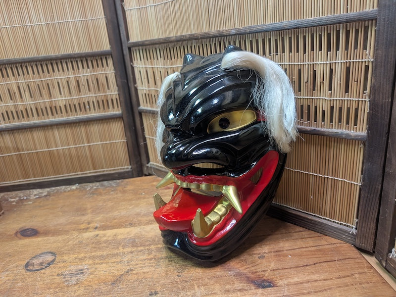 Japanese Vintage Oni Mask Hand-Painted Pottery W/Original Box