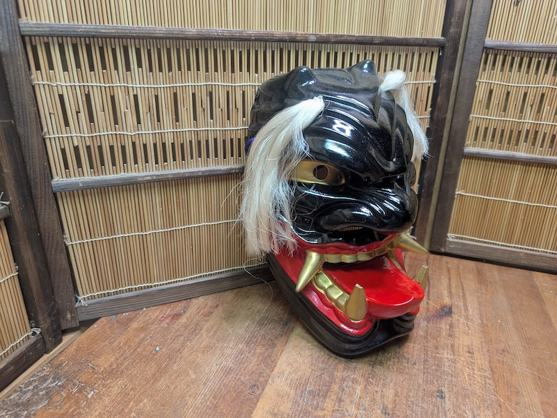 Japanese Vintage Oni Mask Hand-Painted Pottery W/Original Box