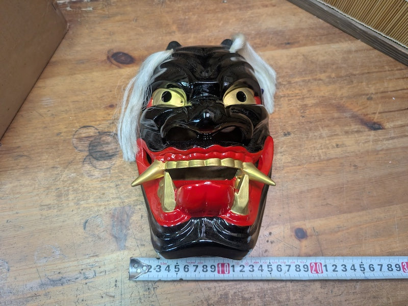 Japanese Vintage Oni Mask Hand-Painted Pottery W/Original Box