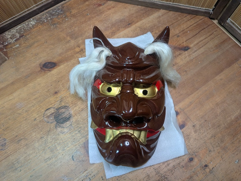 Japanese Vintage Oni Mask Pottery Devil Gold Eyes Handmade Japan Auction